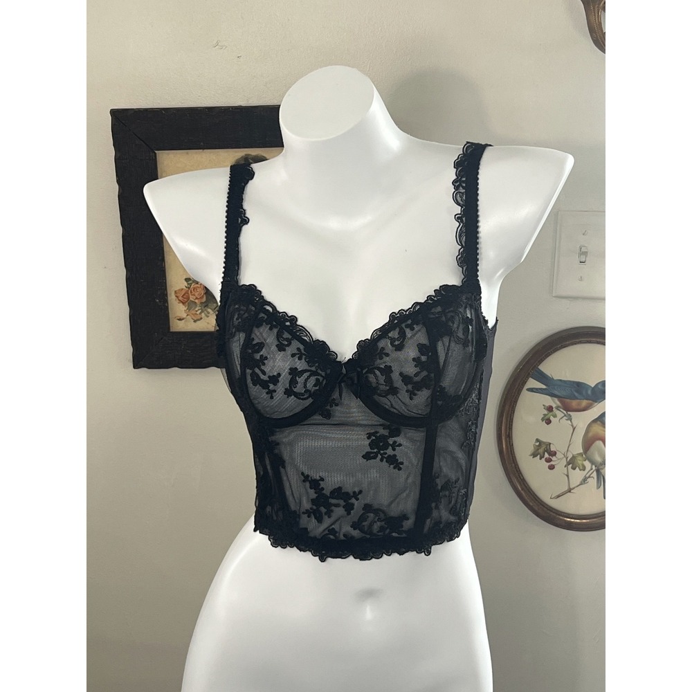 Journelle Black Lace Bustier Crop Top Size S